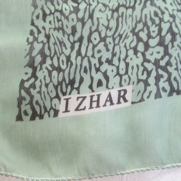 Izhar Scarf Green & Black Abstract 32" Square - Picture 3 of 4